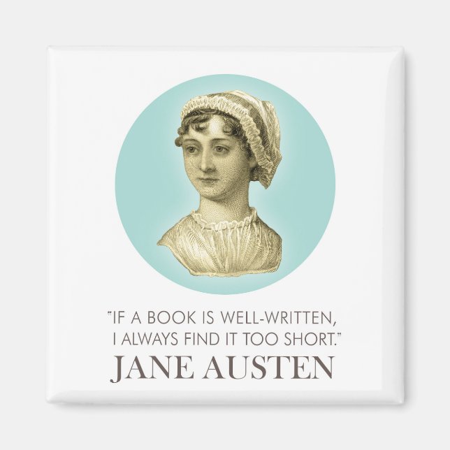 Jane Austen Porträtt och Quote om läsning Magnet (Framsidan)
