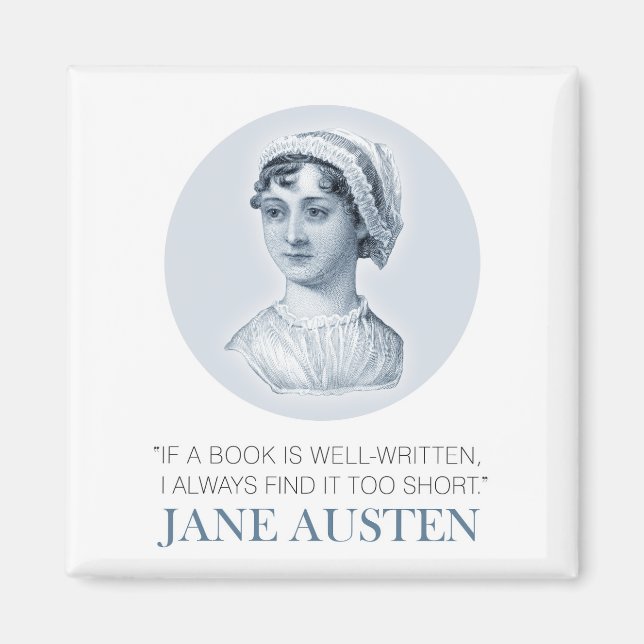 Jane Austen Porträtt och Quote om läsning Magnet (Framsidan)