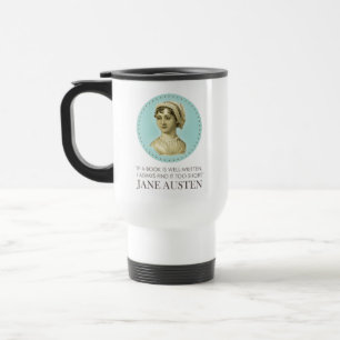 Jane Austen Porträtt och Quote om läsning Resemugg