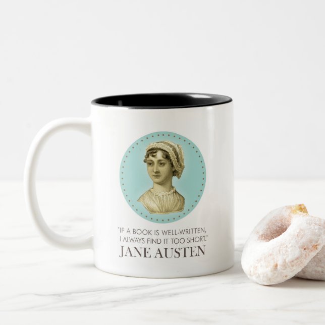 Jane Austen Porträtt och Quote om läsning Två-Tonad Mugg (Med munk)