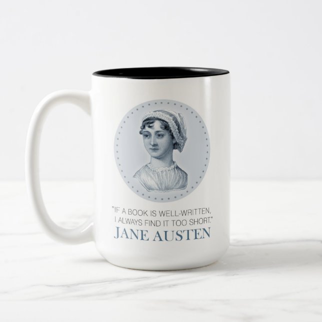 Jane Austen Porträtt och Quote om läsning Två-Tonad Mugg (Vänster)