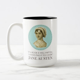 Jane Austen Porträtt och Quote om läsning Två-Tonad Mugg