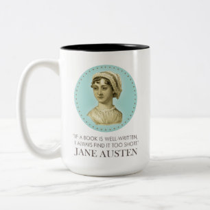 Jane Austen Porträtt och Quote om läsning Två-Tonad Mugg