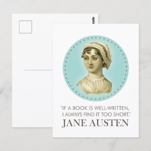Jane Austen Porträtt och Quote om läsning Vykort