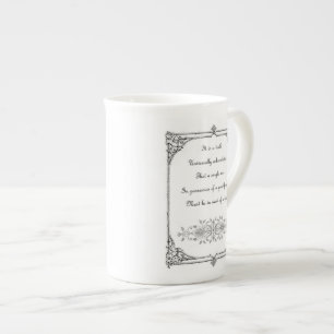Jane Austen pride och fördom fodrar först Benporslin Mugg