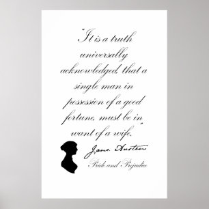 Jane Austen pride och fördomcitationstecken Poster