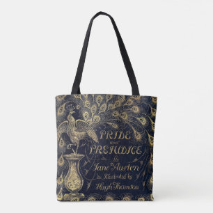 Jane Austen Pride och Prejudice Peacock Bok Cover Tygkasse