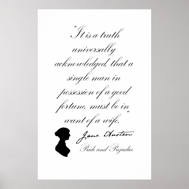 Jane Austen Pride och Prejudice Quote Poster (Framsidan)
