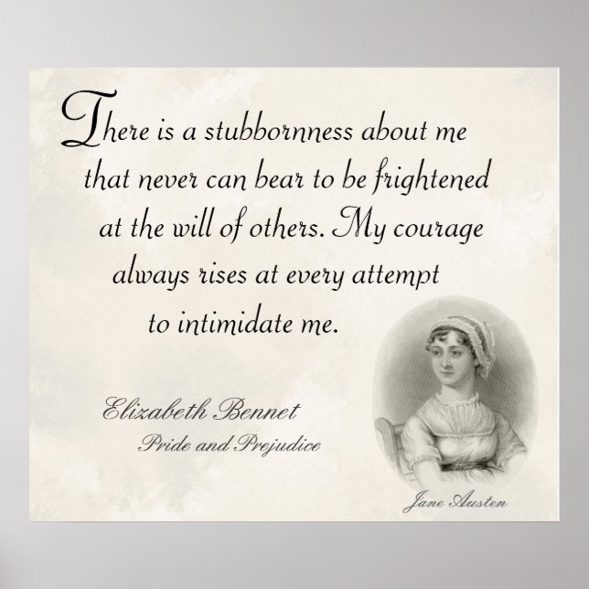Jane Austen Pride och Prejudice Stubborness Quote Poster (Framsidan)