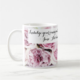 Jane Austen Pride & Prejudice Bok Quote Rosa ros Kaffemugg