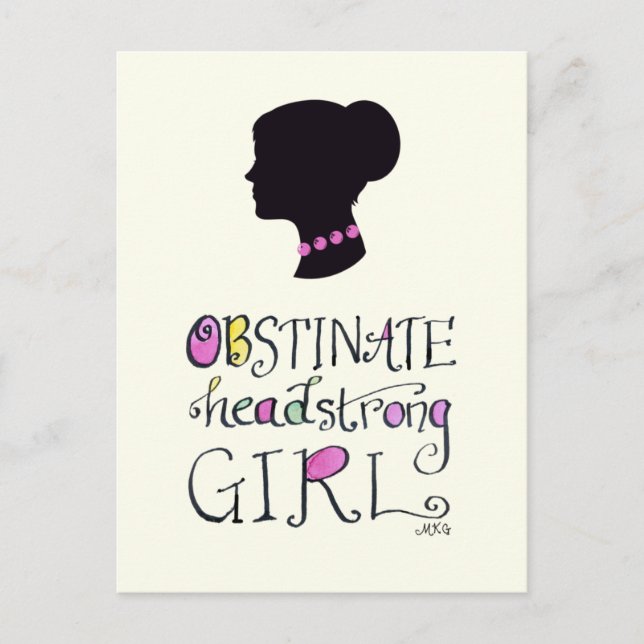 Jane Austen Pride & Prejudice Hand Lettered Vykort (Framsida)