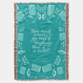 Jane Austen Pride & Prejudice Teal Blommigt Bookis Filt