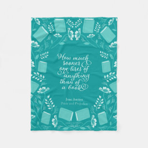 Jane Austen Pride & Prejudice Teal Blommigt Bookis Fleecefilt