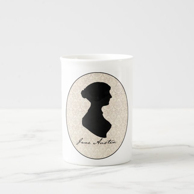 Jane Austen profilerar silhouetten Benporslin Mugg (Framsidan)