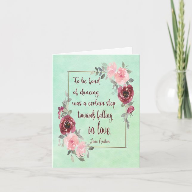 Jane Austen Quote "Att vara förtjust i att dansa"- Kort (Framsida)
