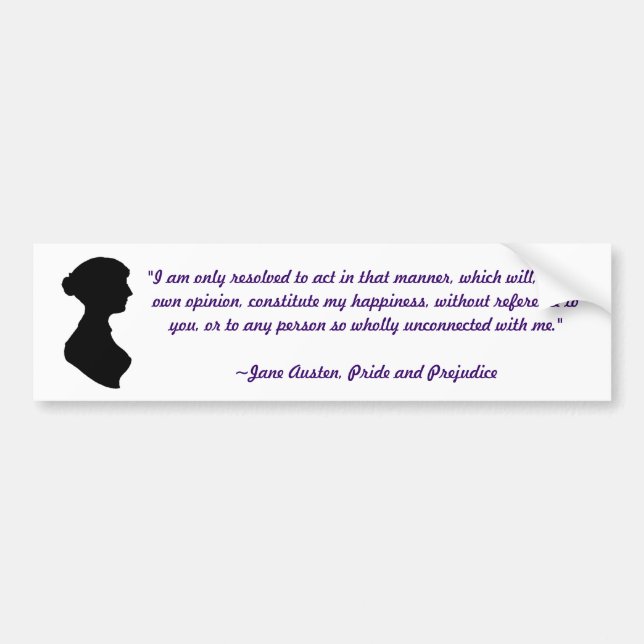 Jane Austen Quote Bumper Sticker Bildekal (Framsidan)