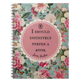 Jane Austen Quote Notebook "Prefer a Book"  Anteckningsbok