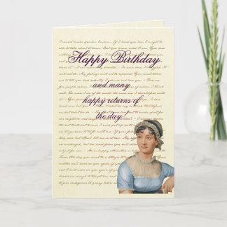 Jane Austen Quote-Skrivan ditt eget födelsedagskor Kort