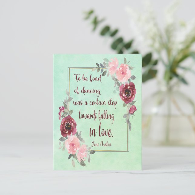 Jane Austen Quote som tycker om att dansa Postcard Vykort (Stående Fram)