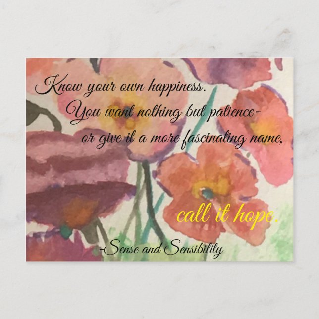 Jane Austen Quote Stationary Vykort (Framsida)