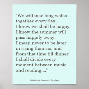 Jane Austen Reading and Music-citat Poster