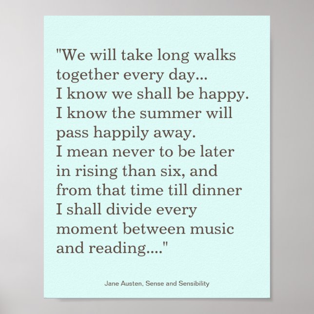 Jane Austen Reading and Music-citat Poster (Framsidan)