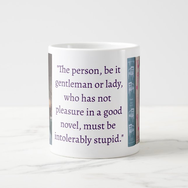 Jane Austen-roman-citat (mörklila) Jumbo Mugg (Framsidan)