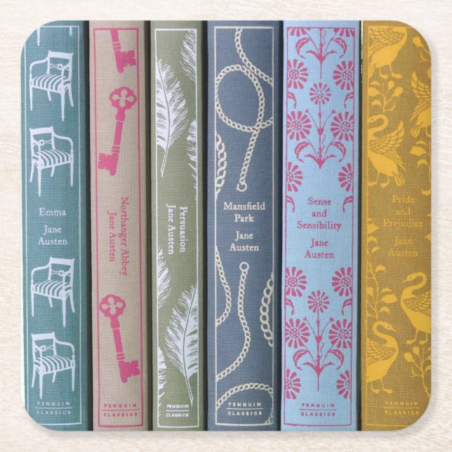 Jane Austen-romaner  Underlägg Papper Kvadrat (Framsidan)