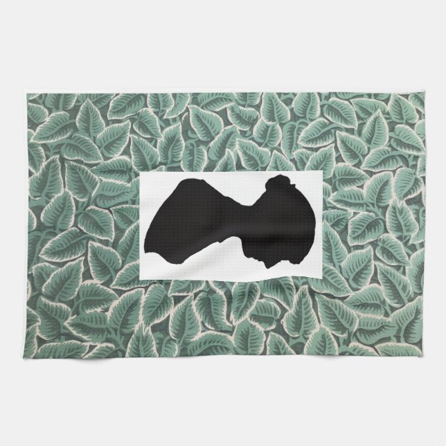 Jane Austen Silhouette on Leaf Wallpaper Kökshandduk (Horisontell)