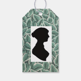 Jane Austen Silhouette on Leaf Wallpaper Presentetikett
