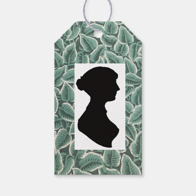 Jane Austen Silhouette on Leaf Wallpaper Presentetikett (Framsidan)
