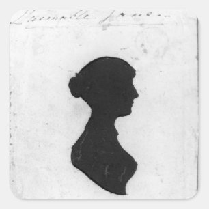 Jane Austen Silhuett Bakgrundsdekaler Fyrkantigt Klistermärke