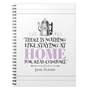 Jane Austen - Stannar hemma - Kaffe kanna Anteckningsbok