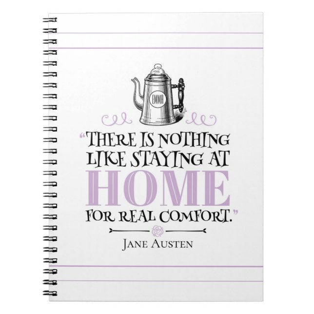 Jane Austen - Stannar hemma - Kaffe kanna Anteckningsbok (Framsidan)