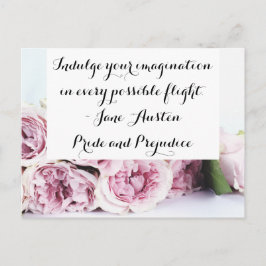 Jane Austen Stolthet & Fördom Bokcitat Rosa Ros Vykort