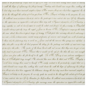 Jane Austen Text Black på Antique Cream Fabric Tyg