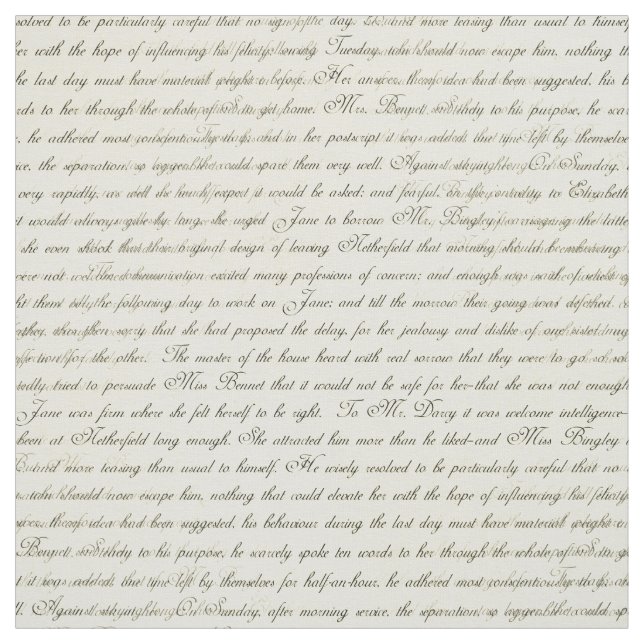 Jane Austen Text Black på Antique Cream Fabric Tyg (Provkarta)