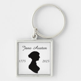 Jane Austen vid 250-årsåldern Fyrkantig Silverfärgad Nyckelring