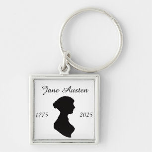 Jane Austen vid 250-årsåldern Fyrkantig Silverfärgad Nyckelring