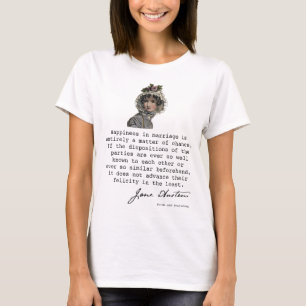 Jane Austen vintage mode plate och bok, citat, T Shirt