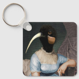 Jane Austen with bird head Nyckelring