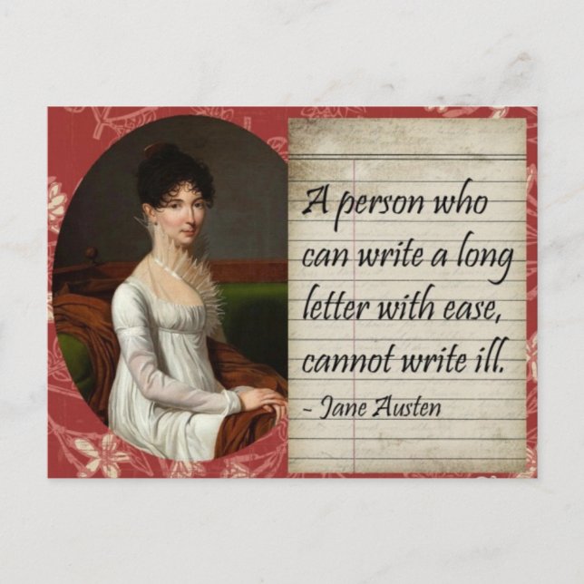 Jane Austen Writing Inspired Design Vykort (Framsida)