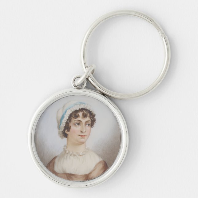 Jane Austen's Miniature Portrait  Keychain Rund Silverfärgad Nyckelring (Framsidan)