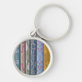 Jane Austen's Novels on a  Keychain Rund Silverfärgad Nyckelring