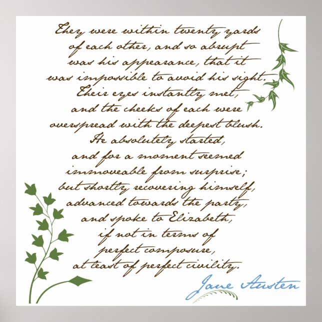 Jane Austens Pride & Prejudice Quote #1 Poster (Framsidan)