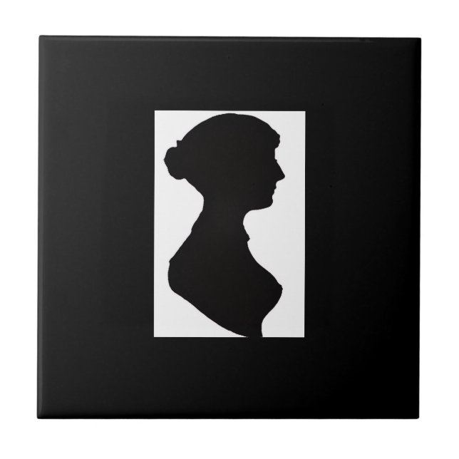 Jane Austen's Silhouette on Black Kakelplatta (Framsidan)