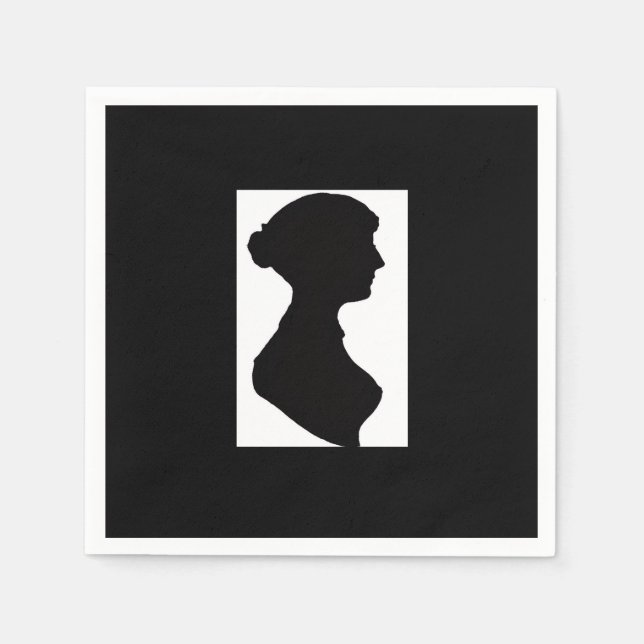 Jane Austen's Silhouette on Black Pappersservett (Framsidan)