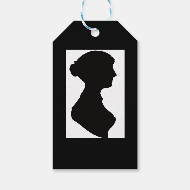 Jane Austen's Silhouette on Black Presentetikett (Framsidan)