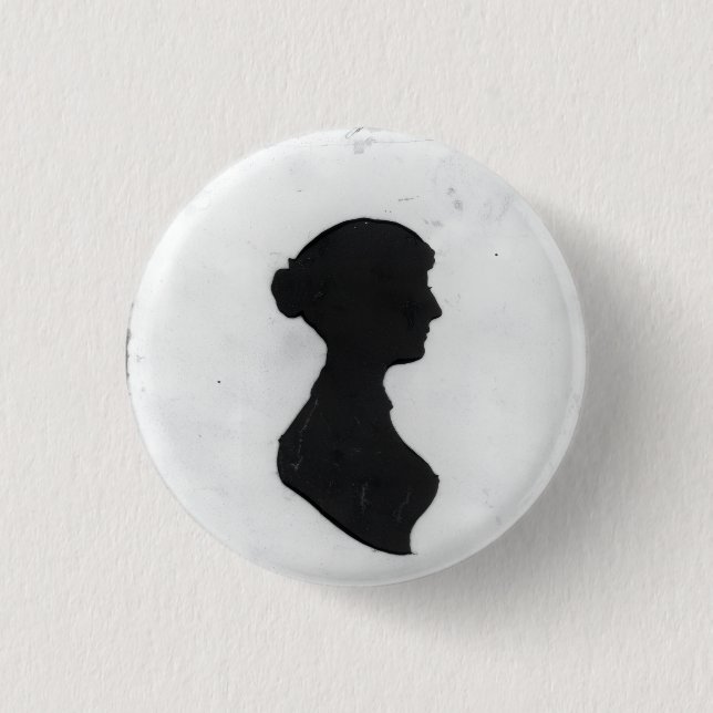 Jane Austens siluett på en nyckelring Knapp (Framsida)