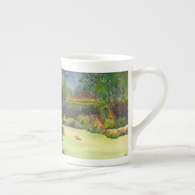 Jane Austens trädgård II Akvarell Ben Kina Mugg Benporslin Mugg (Höger)
